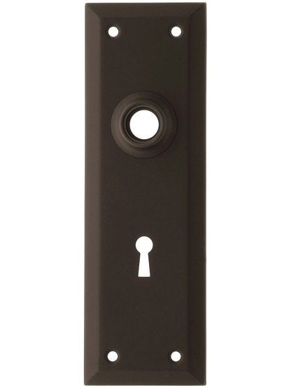 Stamped Brass New York Back Plate With Keyhole in Oil-Rubbed Bronze.